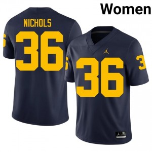 Navy Joshua Nichols #36 Michigan Wolverines Jersey | Women High School Football Limited Swen 29814201