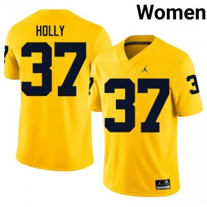 Top-Tier Julius Holly #37 Wolverines Maize Jersey | Women University Football Embroidery Fan Gear 54660135