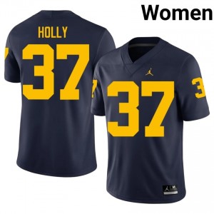 UMich Julius Holly #37 Navy Jersey | Premium Swen NCAA Football Women Apparel 83871094