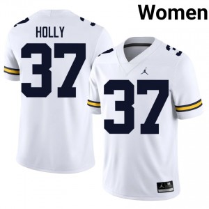 Julius Holly #37 Michigan Jersey | Gameday White College Football Women Stitched 23818092