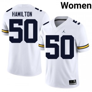 Michigan Wolverines Luke Hamilton #50 White Jersey | Premium Stitched NCAA Football Women Apparel 22134476