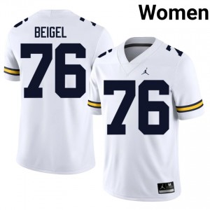 White Manuel Beigel #76 U-M Jersey | Women High School Football Limited Stitched 71097376