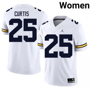 Wolverines Mason Curtis #25 White Jersey | Premium Stitched NCAA Football Women Apparel 35061961