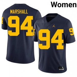 Michigan Wolverines Nate Marshall #94 Navy Jersey | Premium Swen NCAA Football Women Apparel 93284775