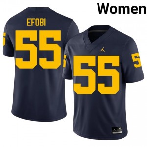#55 Nathan Efobi UMich Navy Jersey | Classic Swen Women Player Football Gear 71928809