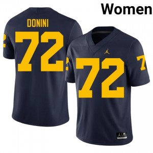 UM Wolverines Peter Donini #72 Navy Jersey | Pro Cut Stitch NCAA Football Women Apparel 96135820