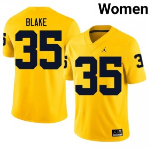 #35 Stuart Blake Michigan Maize Jersey | Alumni Embroidery Women Player Football Gear 68810818