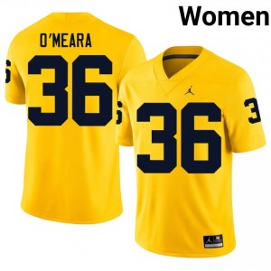 Tomas O'Meara #36 Michigan Wolverines Jersey | Iconic Maize College Football Women Embroidery 43179667