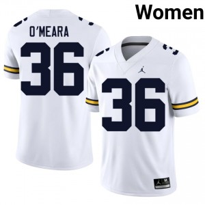 U-M Tomas O'Meara #36 White Jersey | Essential Stitched NCAA Football Women Apparel 66098907