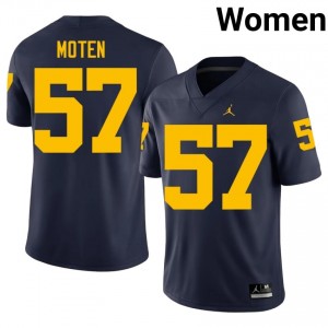 Michigan Wolverines Travis Moten #57 Navy Jersey | Genuine Stitch NCAA Football Women Apparel 65780632