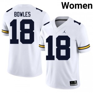 Troy Bowles #18 U-M Jersey | Exclusive White College Football Women Stitched 89674978
