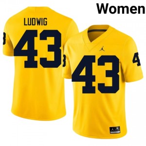 Maize Zach Ludwig #43 Michigan Wolverines Jersey | Women High School Football Fresh Embroidery 69522826