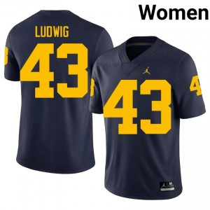 Zach Ludwig #43 Wolverines Jersey | Pro-Grade Navy College Football Women Swen 41226916