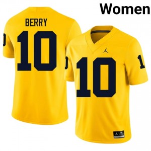 Top-Tier Zeke Berry #10 UMich Maize Jersey | Women University Football Embroidery Fan Gear 17757702