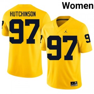 Top-Tier Aidan Hutchinson #97 Michigan Wolverines Maize Jersey | Women University Football Embroidery Fan Gear 24855648