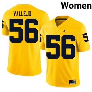 #56 Alister Vallejo UM Wolverines Maize Jersey | Classic Embroidery Women Player Football Gear 22518534