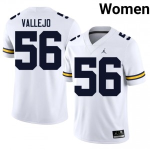 White Alister Vallejo #56 Michigan Wolverines Jersey | Women High School Football Moisture Wicking Stitched 79816327
