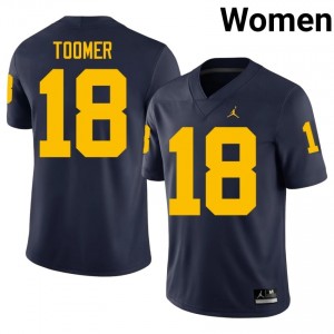 Amani Toomer #18 Michigan Wolverines Jersey | Exclusive Navy College Football Women Swen 57186666