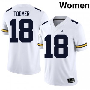 Elite Thread Amani Toomer #18 Michigan Wolverines White Jersey | Women University Football Stitched Fan Gear 75237056