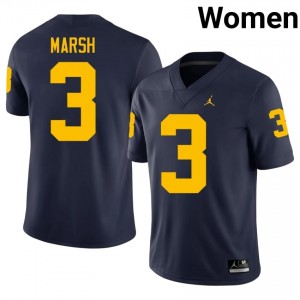 Navy Andrew Marsh #3 Wolverines Jersey | Women High School Football Fresh Swen 71755266