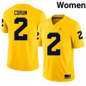 Blake Corum #2 UM Wolverines Jersey | Gameday Maize College Football Women Embroidery 71957474