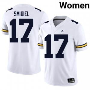 Wolverines Brady Smigiel #17 White Jersey | Essential Stitched NCAA Football Women Apparel 39984297