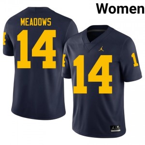 Carter Meadows #14 Michigan Wolverines Jersey | Gameday Navy College Football Women Stitch 69756410