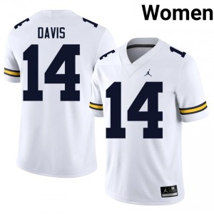 Top-Tier Carter Meadows #14 UM Wolverines White Jersey | Women University Football Stitched Fan Gear 17999006