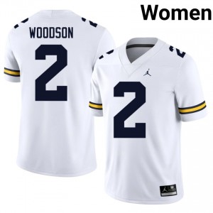 #2 Charles Woodson Michigan Wolverines White Jersey | Elite Stitched Women Player Football Gear 77624651