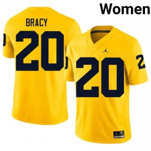 Maize Chris Bracy #20 UM Wolverines Jersey | Women High School Football Moisture Wicking Embroidery 94834628