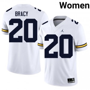 Durable Chris Bracy #20 Michigan Wolverines White Jersey | Women University Football Stitched Fan Gear 45370213