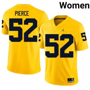 #52 Christian Pierce Wolverines Maize Jersey | Alumni Embroidery Women Player Football Gear 71356513