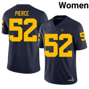 Officially Licensed Christian Pierce #52 UMich Navy Jersey | Women University Football Stitch Fan Gear 13139623