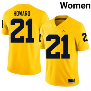 #21 Desmond Howard UMich Maize Jersey | Classic Embroidery Women Player Football Gear 90529979