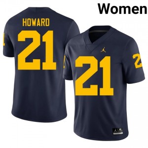 Durable Desmond Howard #21 Michigan Wolverines Navy Jersey | Women University Football Swen Fan Gear 54637024