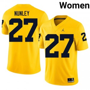 Maize Ernest Nunley #27 U-M Jersey | Women High School Football Fresh Embroidery 46073149