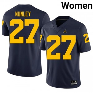 Ernest Nunley #27 Michigan Jersey | Pro-Grade Navy College Football Women Swen 16254924