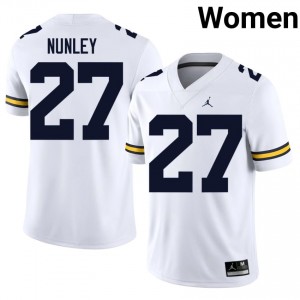 Officially Licensed Ernest Nunley #27 Wolverines White Jersey | Women University Football Stitched Fan Gear 73859909