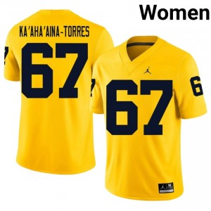 UMich Houston Ka'aha'aina-Torres #67 Maize Jersey | Premium Embroidery NCAA Football Women Apparel 99617985