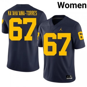 Navy Houston Ka'aha'aina-Torres #67 Michigan Wolverines Jersey | Women High School Football Limited Swen 23055908