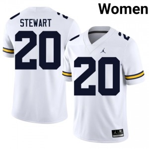 White I'Marion Stewart #20 Michigan Jersey | Women High School Football Fresh Stitched 11149047