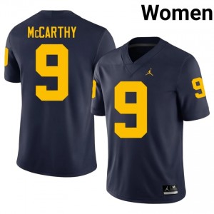 Navy J.J. McCarthy #9 UM Wolverines Jersey | Women High School Football Fresh Swen 44580644