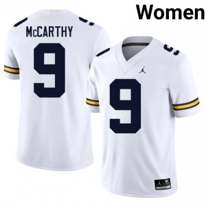 #9 J.J. McCarthy UMich White Jersey | Alumni Stitched Women Player Football Gear 36201610