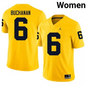 JJ Buchanan #6 UM Wolverines Jersey | Exclusive Maize College Football Women Embroidery 92144720