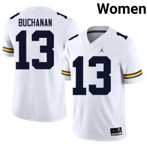 JJ Buchanan #13 U-M Jersey | Pro-Grade White College Football Women Stitched 79050300