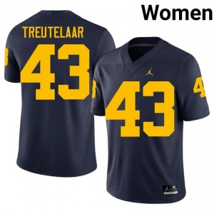 Top-Tier Jack Treutelaar #43 U-M Navy Jersey | Women University Football Swen Fan Gear 87108181