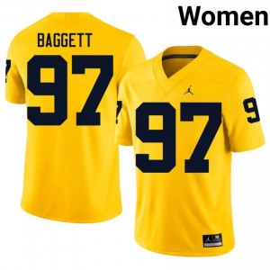 Jacob Baggett #97 UMich Jersey | Iconic Maize College Football Women Embroidery 70436159
