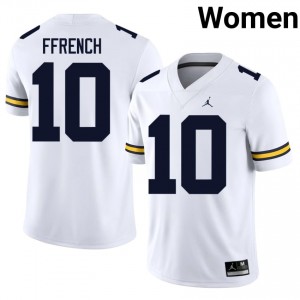 #10 Jaime Ffrench UMich White Jersey | Elite Stitched Women Player Football Gear 30873661