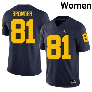 Michigan Jamar Browder #81 Navy Jersey | Premium Swen NCAA Football Women Apparel 35684402