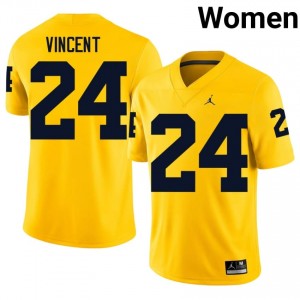 Jamarion Vincent #24 UMich Jersey | Pro-Grade Maize College Football Women Embroidery 70028314